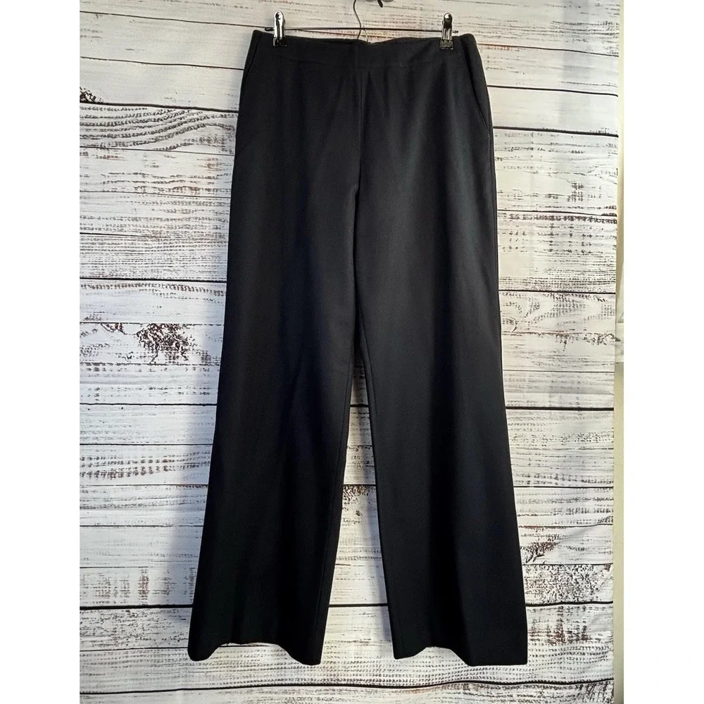 Anne Klein Wool/Cashmere Wide Leg Dress Pants 12 Navy Blue Timeless NWT